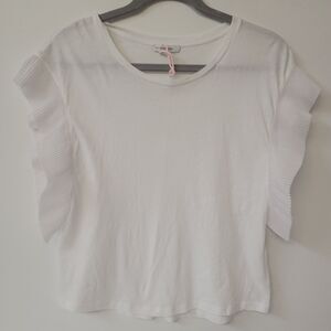 Motivi Ruffled White Sleeveless Women Top